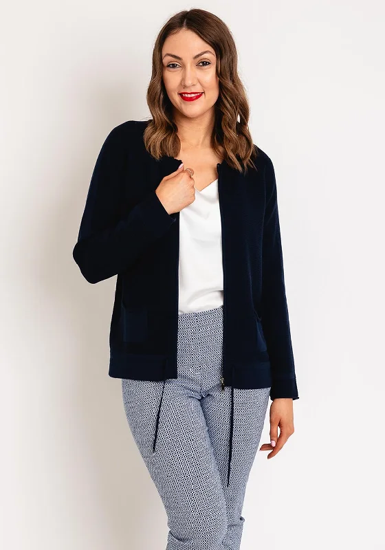 Rabe Knit Zip Through Jacket, Navy