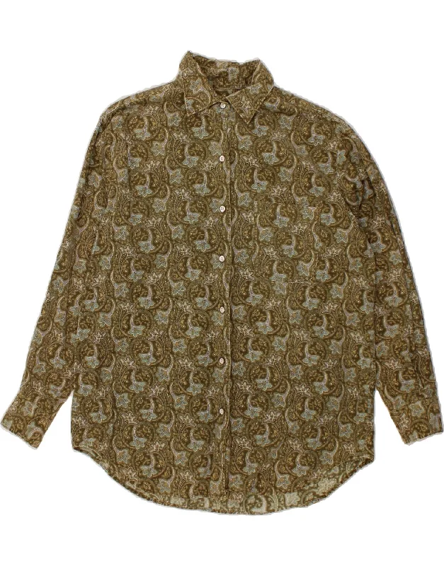 BANANA REPUBLIC Womens Shirt UK 14 Medium Khaki Floral Cotton