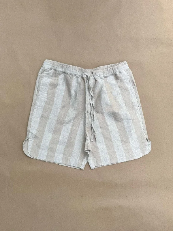 ABCL Beige Stripe Hemp Cotton Running Short