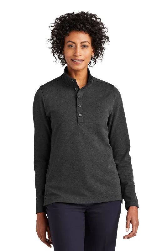 Brooks Brothers Womens 1/4 Button Down Sweatshirt - Heather Windsor Grey