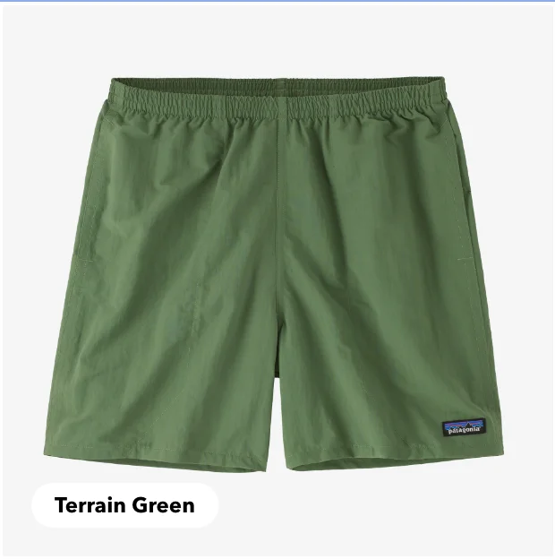 Patagonia Terrain Green TNGR Baggies 5" Shorts