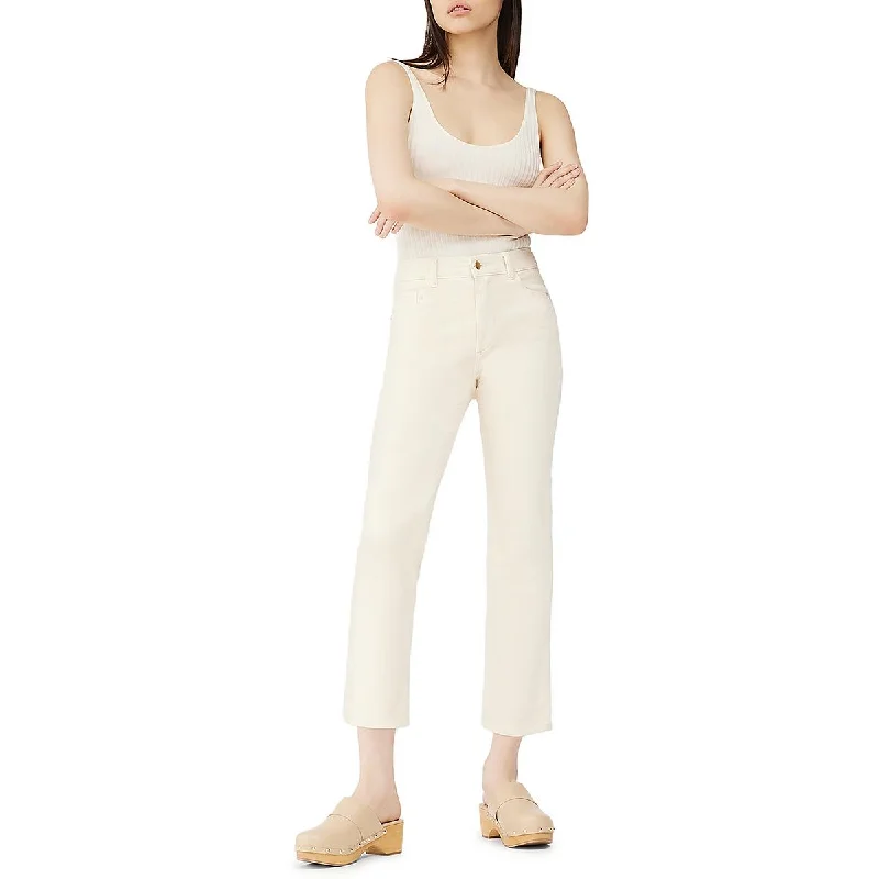 DL1961 Womens High Rise Ribbed Straight Leg Jeans