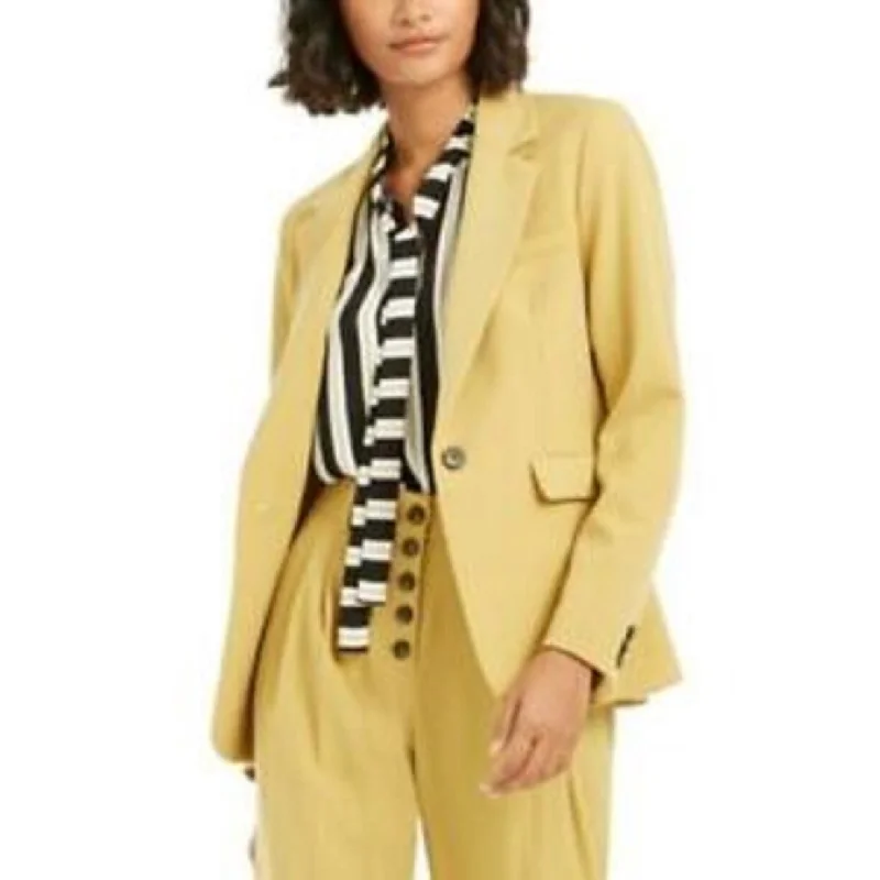 Bar III Women's One-Button Blazer Brght Yellow Size 14