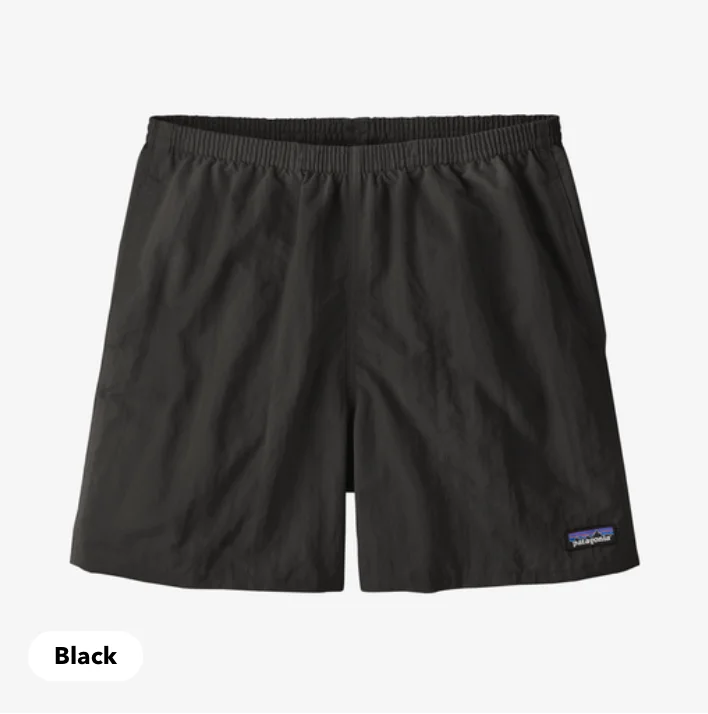 Patagonia Black Baggies 5" Shorts