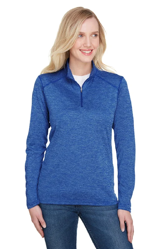 A4 Womens Tonal Space Dye Performance Moisture Wicking 1/4 Zip Sweatshirt - Royal Blue