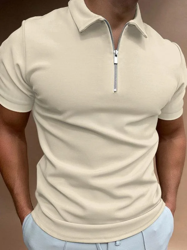 Men's Solid Color Short Sleeve Polo Shirt