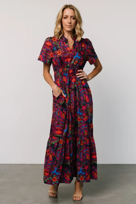 Vera Maxi Dress | Midnight Fuchsia Print