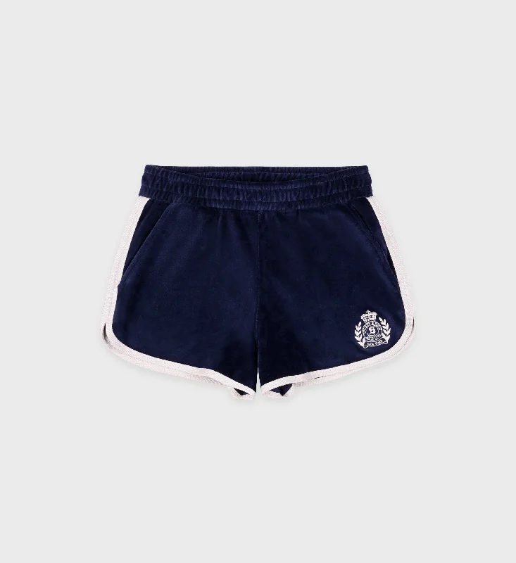 NY Crest Velour Short - Navy/Cream