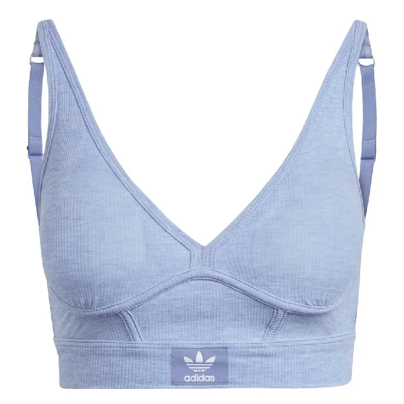 adidas - Women's Adicolor Flex Ribbed Cotton Two-Ply Plunge Brami Bra (GC3843)