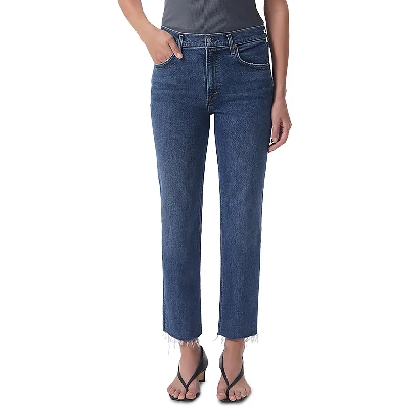 Agolde Womens Organic Cotton Mid-Rise Straight Leg Jeans