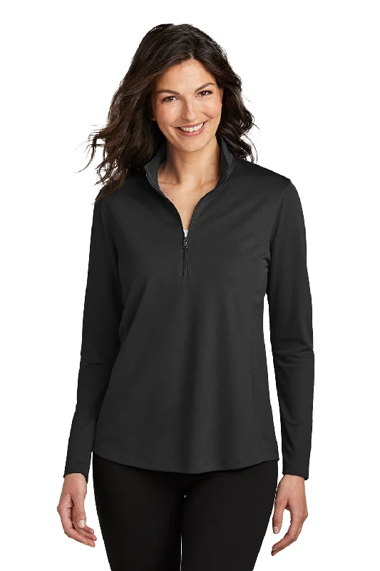 Port Authority Womens Dry Zone Moisture Wicking Micro Mesh 1/4 Zip Sweatshirt - Deep Black