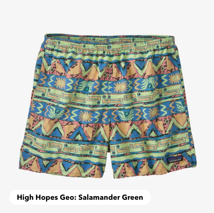 Patagonia  High Hopes Geo: Salamander Green Baggies 5" Shorts