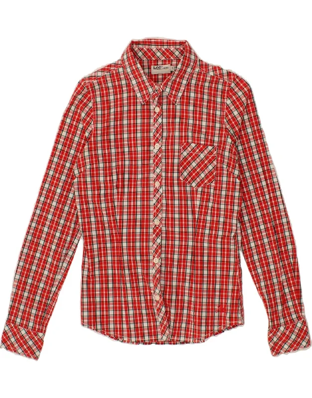 LEE Womens Shirt UK 10 Small Red Check Cotton