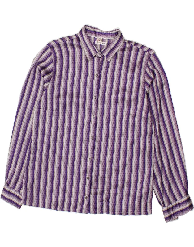 TRU Womens Shirt Blouse IT 44 Medium Purple Striped Polyester