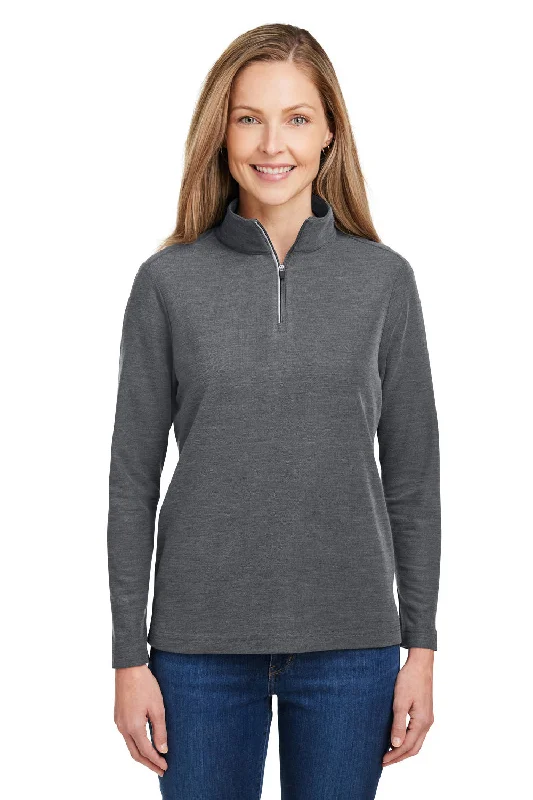 Core 365 Womens Fusion ChromaSoft Performance Moisture Wicking Pique 1/4 Zip Sweatshirt - Heather Carbon Grey