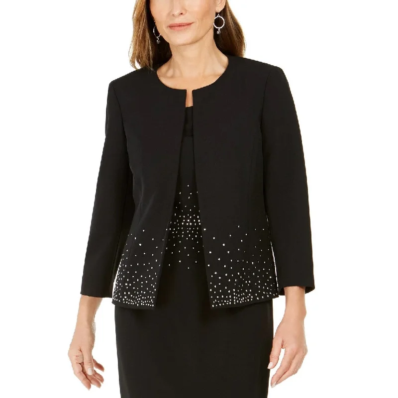 Kasper Women's Embellished Open Front Blazer Black Size 6 Petite - 6 Petite