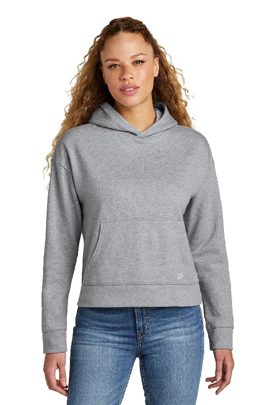 New Era Womens Comeback Fleece Hooded Sweatshirt Hoodie w/ Pouch Pocket - Heather Grey