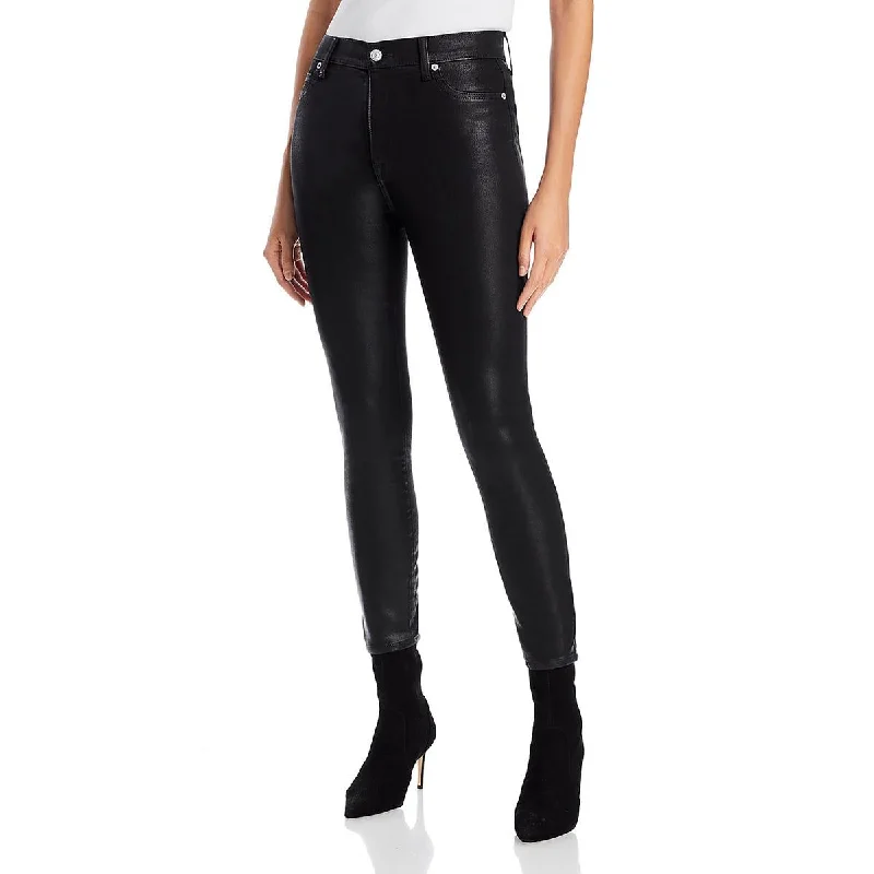 7 For All Mankind Womens Coated High Waist Skinny Jeans