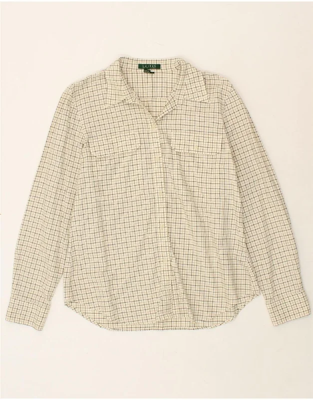 RALPH LAUREN Womens Shirt UK 16 Large Beige Check Cotton