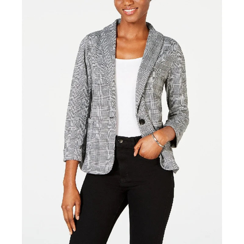 Maison Women's Jules Plaid Blazer Gray Size Extra Small - X-Small