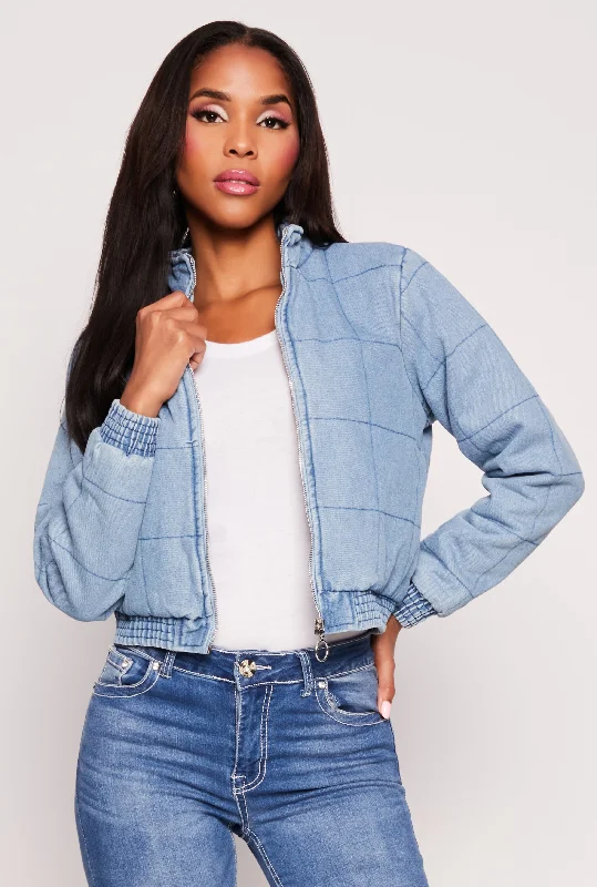 Haute Monde Denim Quilted Jacket