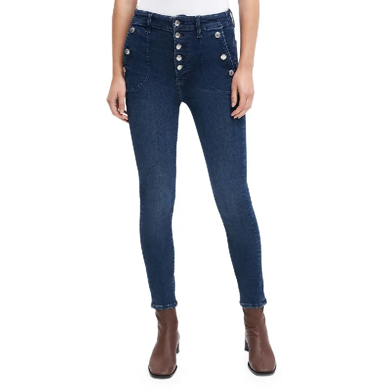 7 For All Mankind Womens Portia Mid Rise Button Fly Skinny Jeans