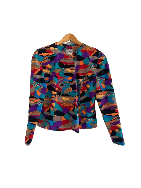 Harry Who Single Breasted 100% Silk Jacket Multi Coloured UK Size 12