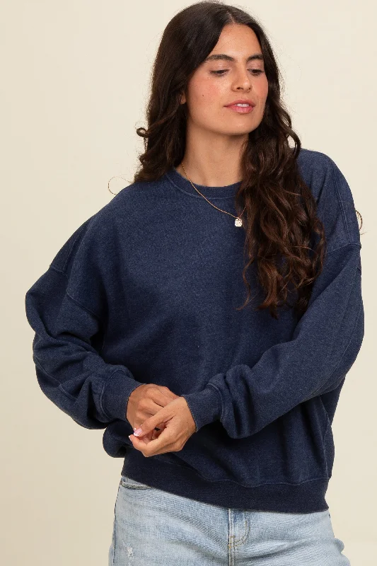 Navy Blue Heather Crewneck Sweatshirt