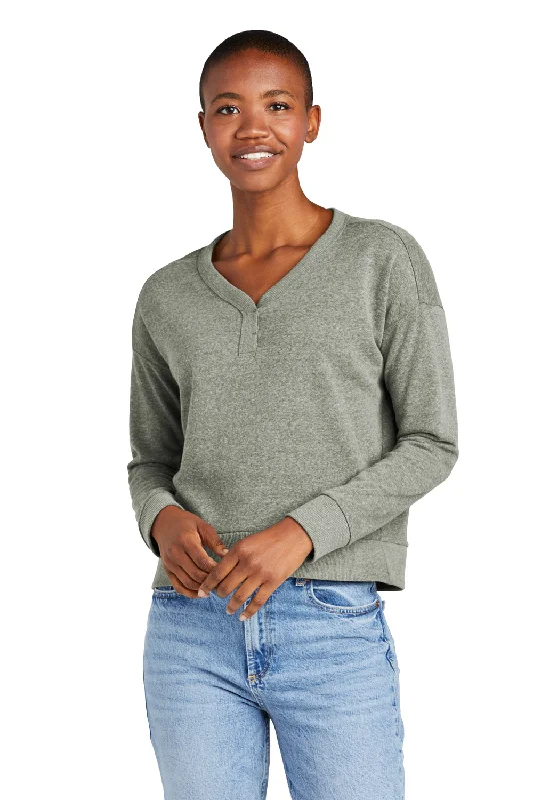 District Womens Perfect Tri Fleece V-Neck Sweatshirt - Grey Frost