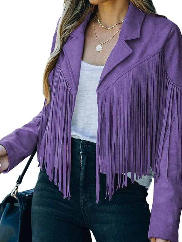 Short Suede Jacket with Tassels