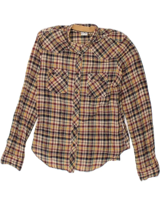 LEVI'S Womens Shirt UK 14 Large Multicoloured Check Cotton