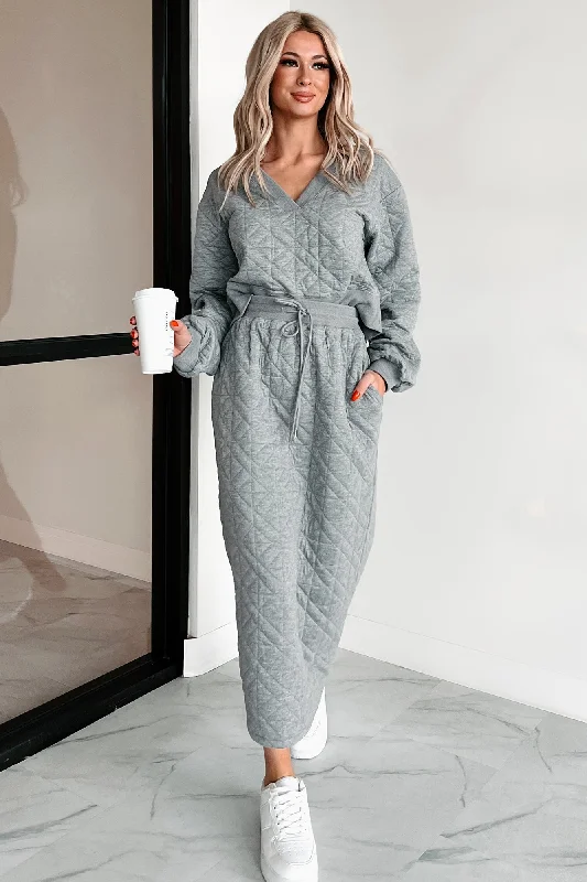 What Matters Most Quilted Sweater & Skirt Set (Heather Grey)