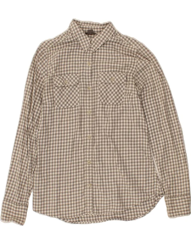 EDDIE BAUER Womens Shirt UK 10 Small Grey Check Cotton