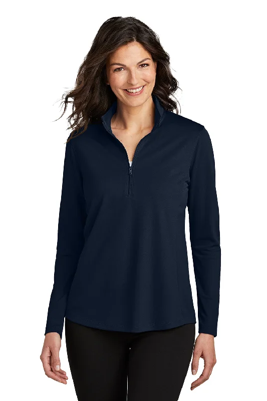 Port Authority Womens Dry Zone Moisture Wicking Micro Mesh 1/4 Zip Sweatshirt - River Navy Blue