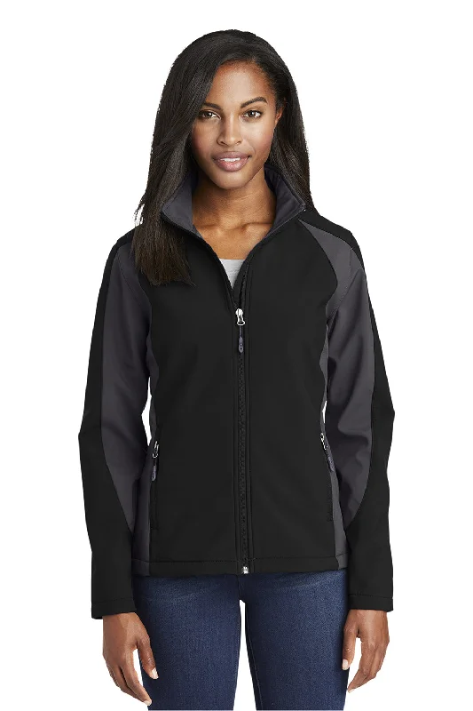 Sport-Tek Womens Water Resistant Full Zip Jacket - Black/Iron Grey - Closeout