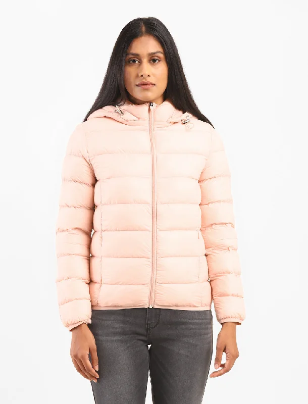 Women's Solid Hooded Quilted Jacket