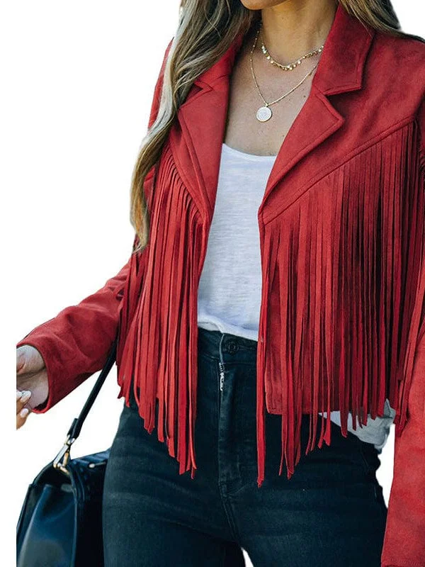 Women's Open Front Fringe Jacket