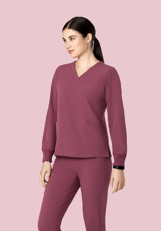 Long Sleeve 6 Pocket Top Deep Mauve