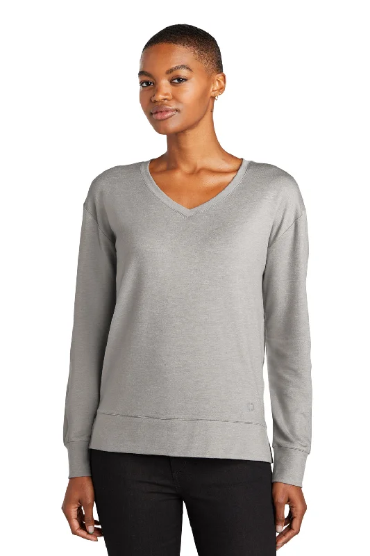 Ogio Womens Luuma Flex V-Neck Sweatshirt - Heather Petrol Grey