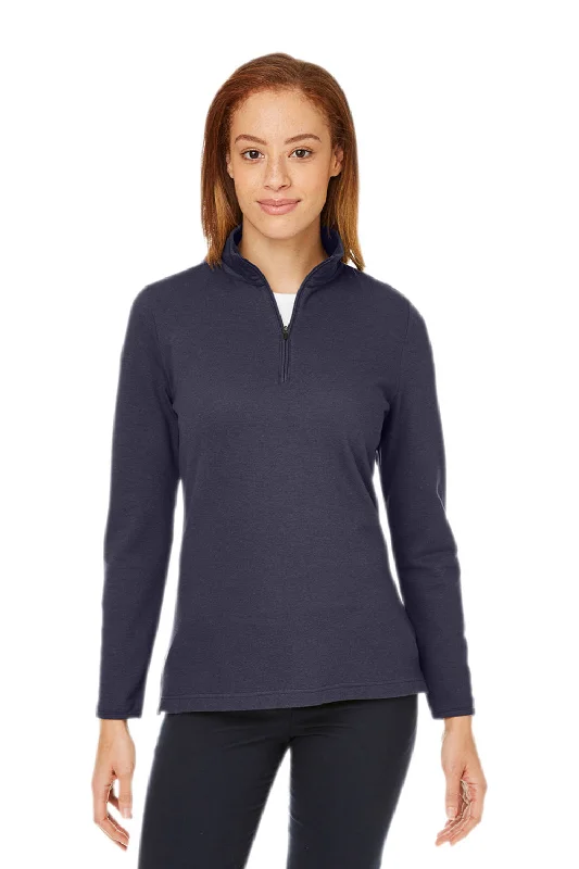 Devon & Jones Womens New Classics Performance Moisture Wicking 1/4 Zip Sweatshirt - Navy Blue