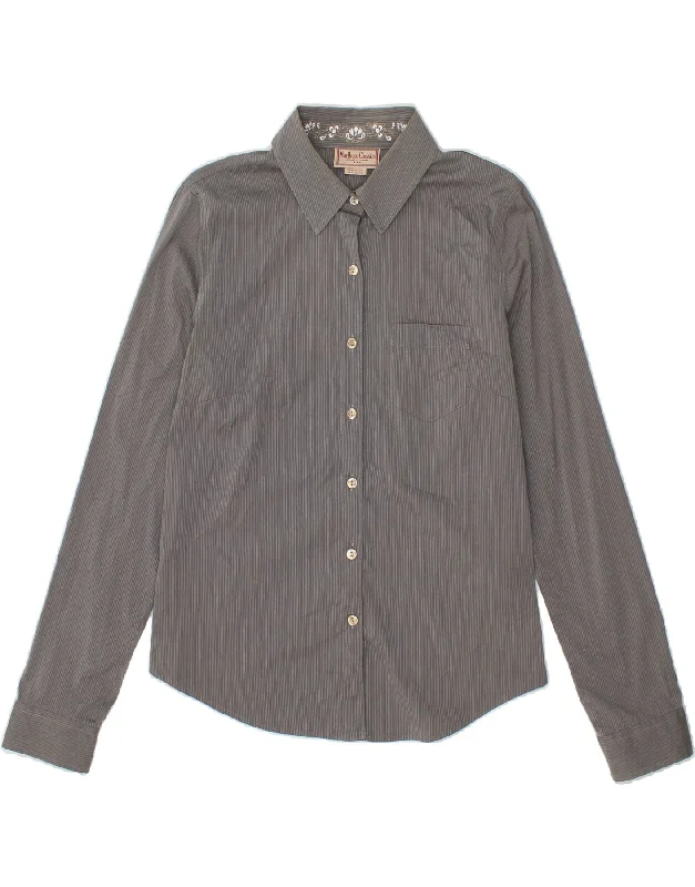 MARLBORO CLASSICS Womens Shirt EU 40 Medium Grey Pinstripe Cotton