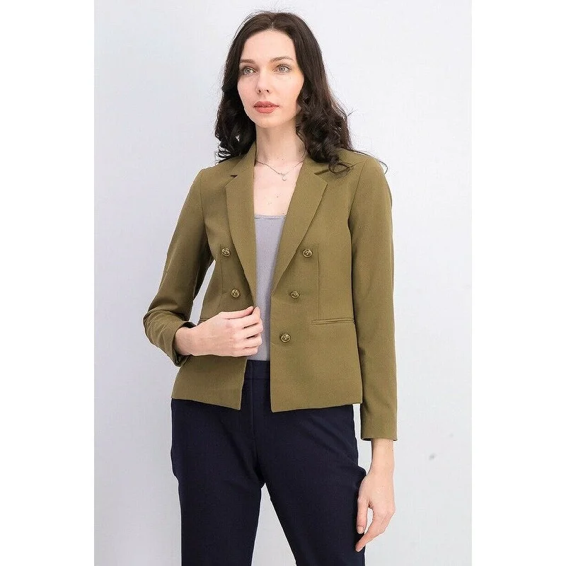 Bar III Women's Faux-Double-Breasted Blazer Dark Green Size Small