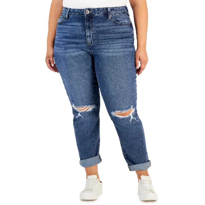 Celebrity Pink Womens Cuffed High Rise Mom Jeans