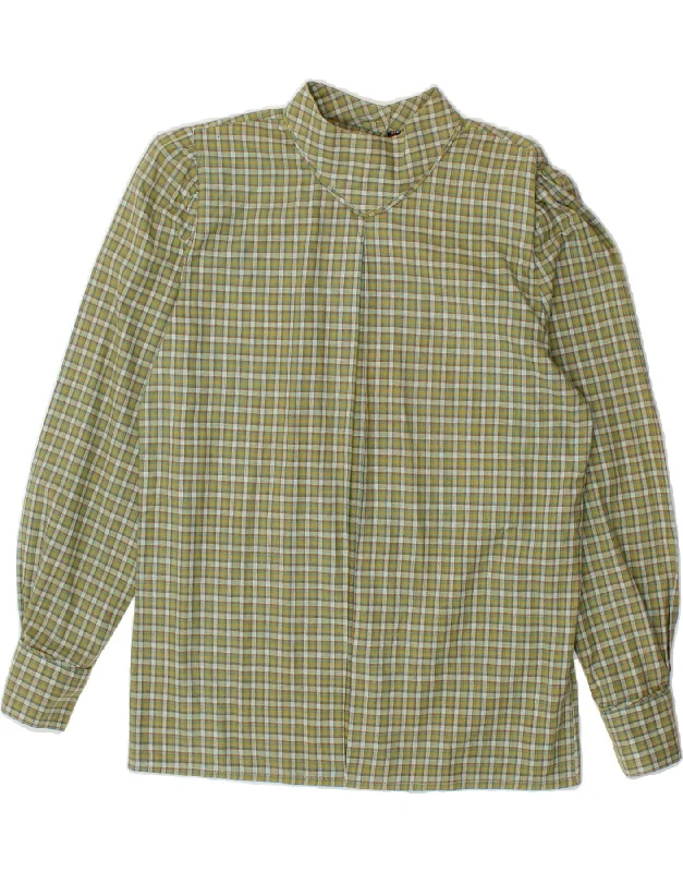 VINTAGE Womens Shirt Blouse IT 44 Medium Green Check Cotton