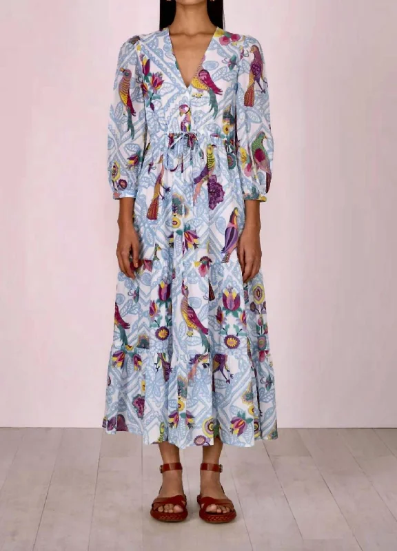 Castor Dress In Folk Floral Sky