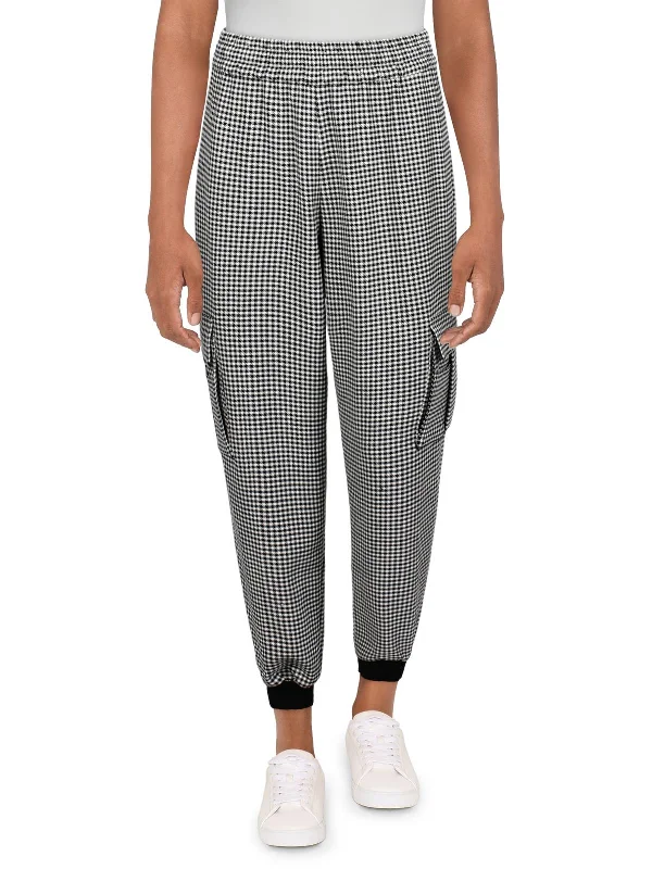 Dede Womens Houndstooth Crop Cargo Pants