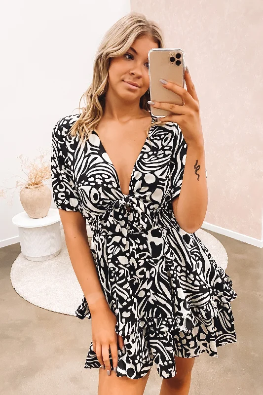 Enzo Mini Dress Black White