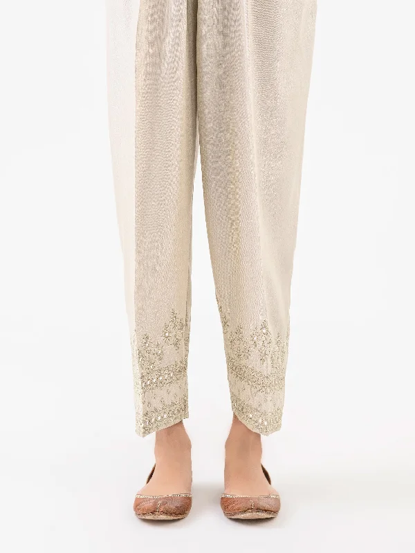 Embroidered Raw Silk Trouser (Pret)