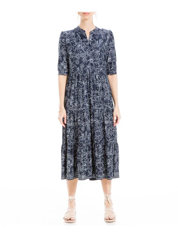 Womens Floral Midi Shirtdress