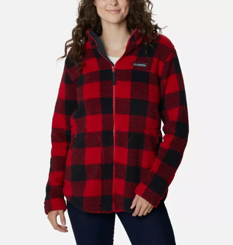 Columbia West Bend XL0967-613 Jacket Women's Red Fleece Check Full Zip CLO962